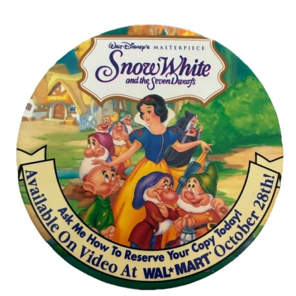 Vintage Disney Snow White VHS Advertising Button Pin 3